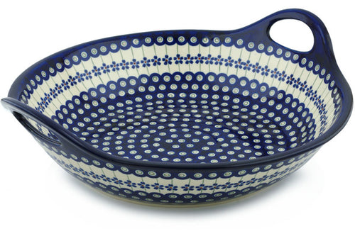 Bowl with Handles 15-inch Flowering Peacock Theme