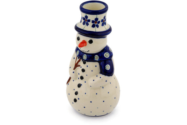 Snowman Candle Holder 6" Flowering Peacock Theme